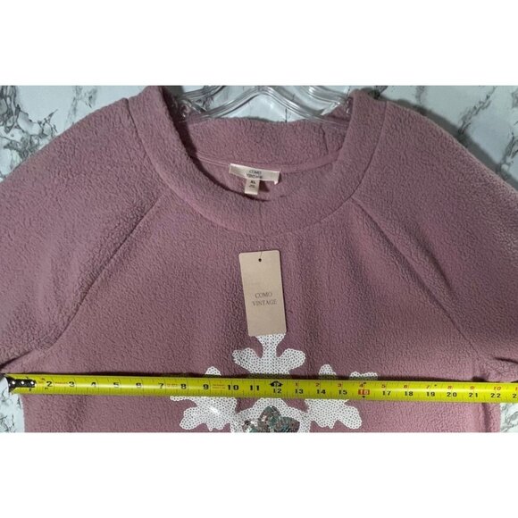 Como Vintage Womens XL Pink Fleece soft Sweatshirt with Snowflake Design - Picture 6 of 8